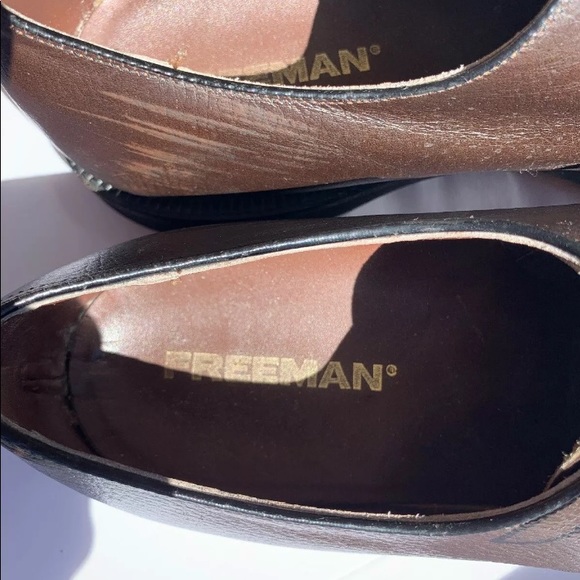 VINTAGE FREEMAN 10 1/2 D MEN'S LEATHER BROWN CUSH - Picture 3 of 4